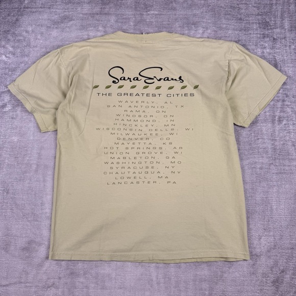 Sarah Evans Shirt Mens Large Yellow 2008 The Greatest Cities Tour Music Band - Picture 3 of 12